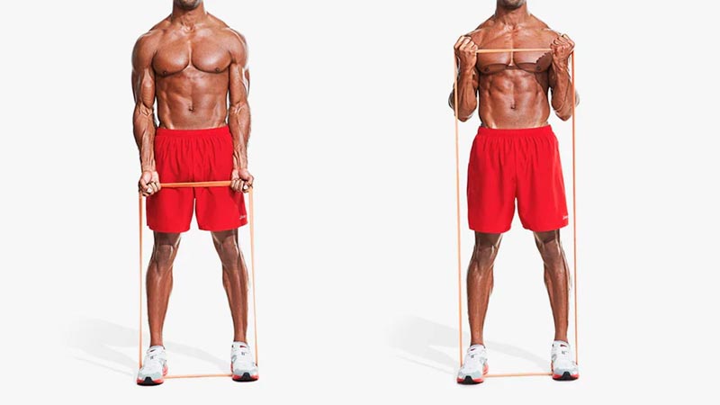 Standing Resistance Band Hammer Curl